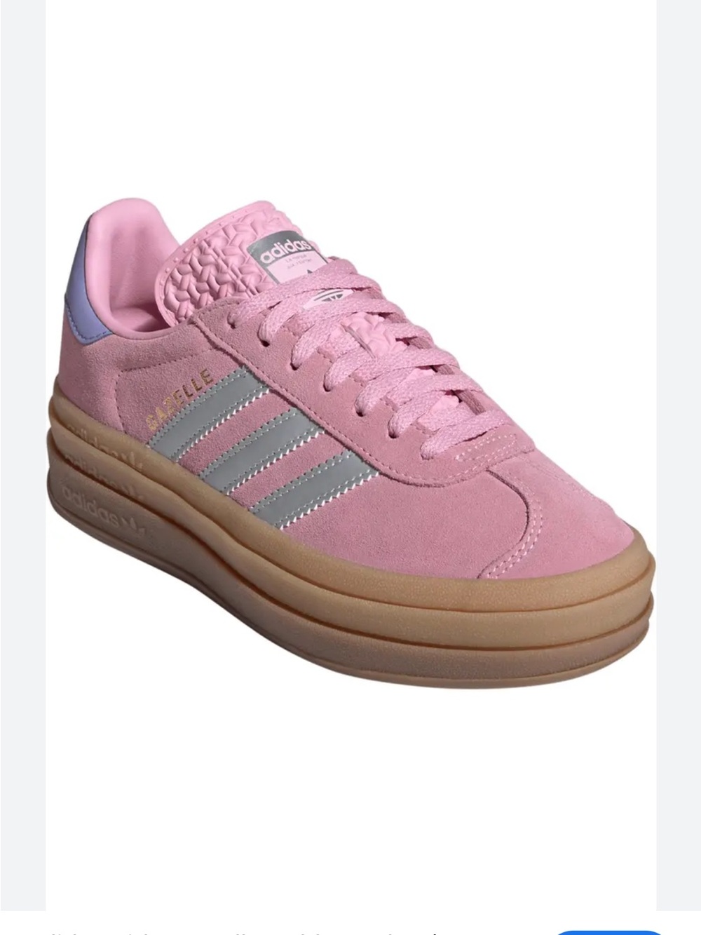 adidas  Pink Suede Gazelle Platform Sneakers with Silver Stripes Worn once!